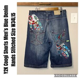 Y2K Coogi Shorts Men’s Blue Denim Hands Stitched Size W34L15